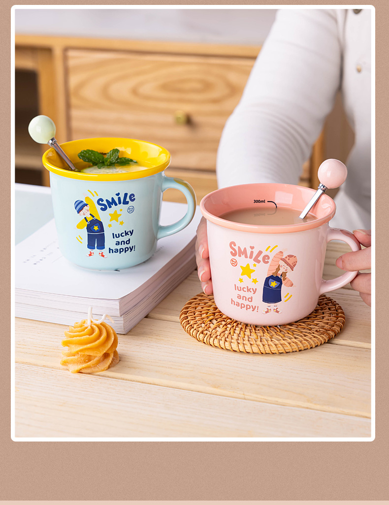 陶瓷早餐杯家用马克杯牛奶杯情侣杯红网可爱高颜值马卡龙水杯定制详情12