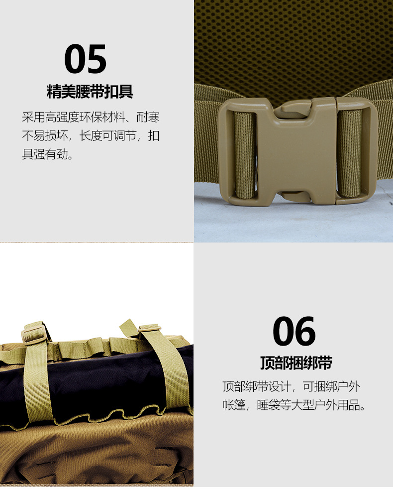 Yitu Wholesale 65L Stress-Relieving Sports camouflage Tactical Backpack for Men, large-capacity hiking and outdoor mountaineering bag pic 22