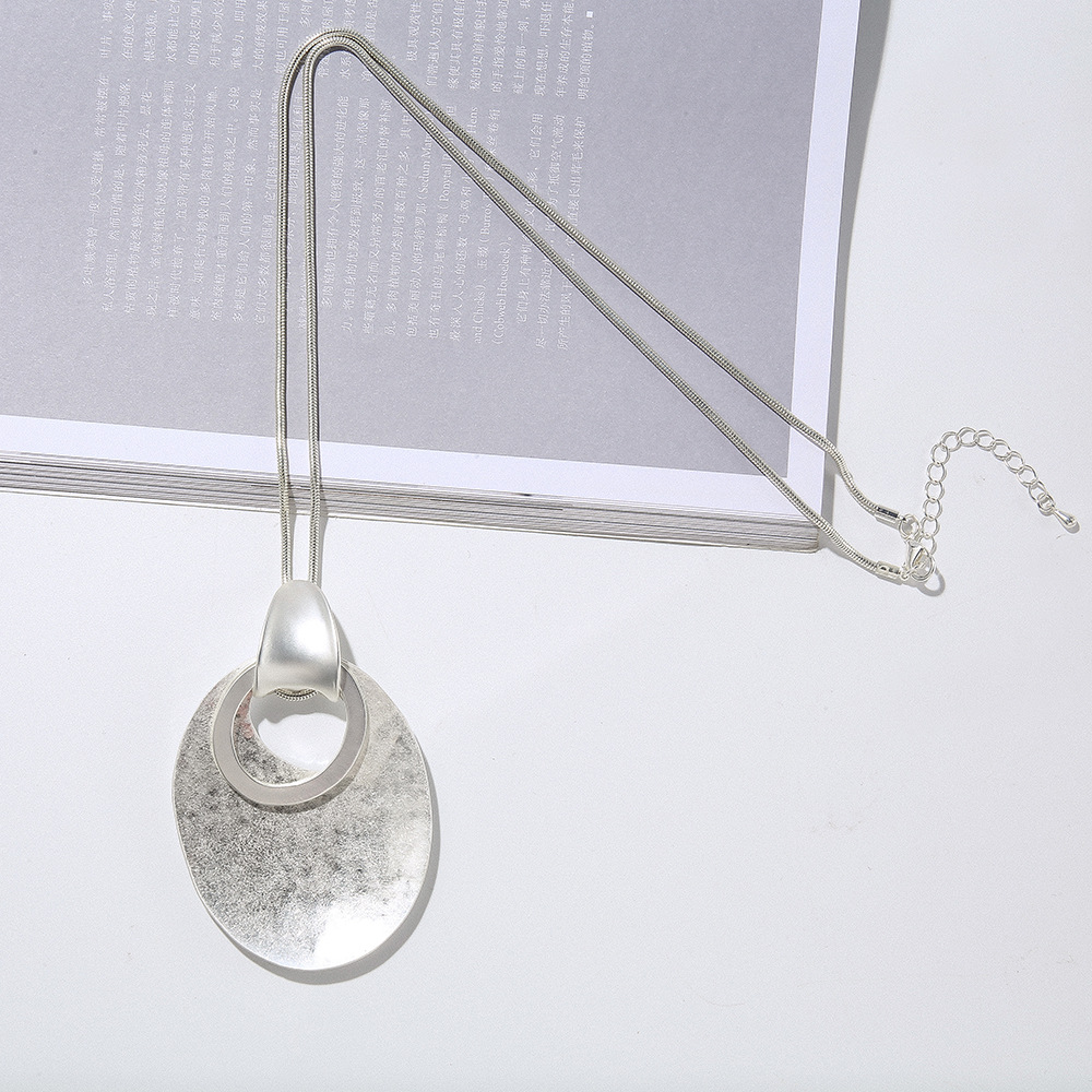 亚马逊爆款跨境外贸欧美复古简约吊坠高级感ins风项链长款毛衣链详情6