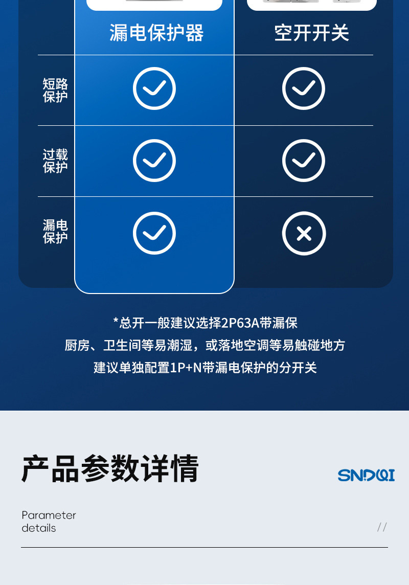 L60N系列RCCB电磁式漏电断路器剩余电流动作断路器漏电保护开关详情7