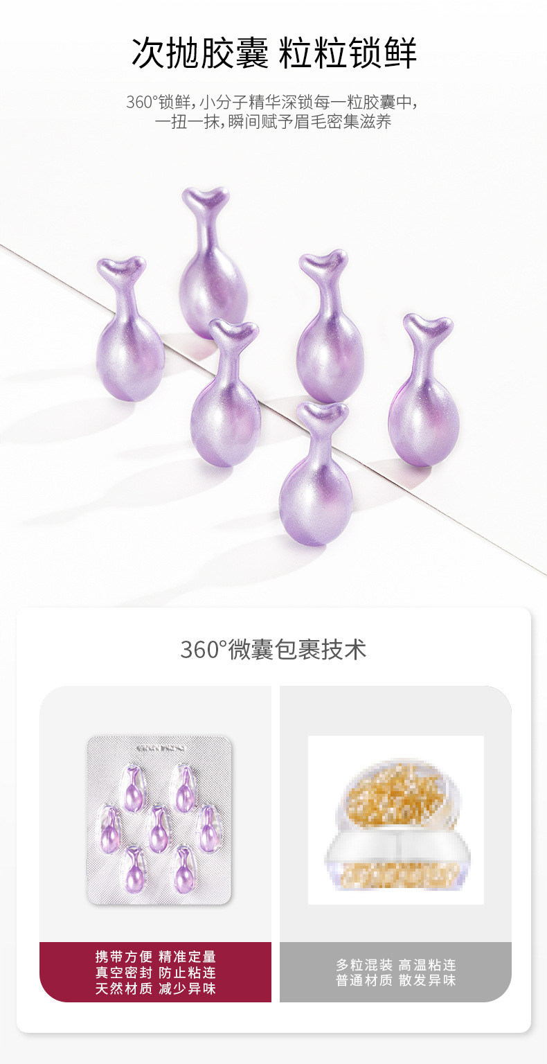 Cross-border exclusive eyebrow essence oil, thickening eyebrow nutrient liquid, thick and thick eyebrow nourishing hair follicle essential oil capsule manufacturer pic 7