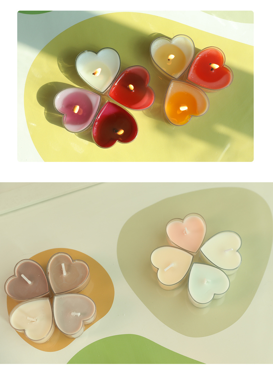 Wholesale heart-shaped candles, plant wax scented candles, birthday and proposal romance, heated for 4 hours, heart-shaped tea wax pic 4