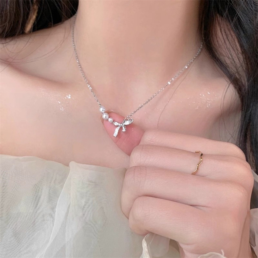 Li Luo Xin S925 sterling silver pearl necklace accessory for women, non-fading, high-end and versatile, spring and summer collarbone chain wholesale pic 9