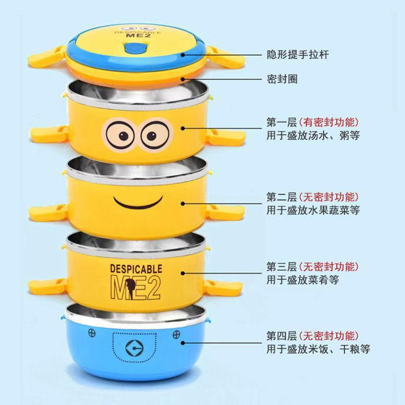 不锈钢卡通保温饭盒可爱带盖便携便当盒儿童学生成人分格多层餐盒详情9