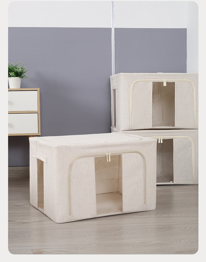 High-quality Tianshan cotton and linen washable storage box recommended by the consignment organizer for household clothes and quilts pic 12