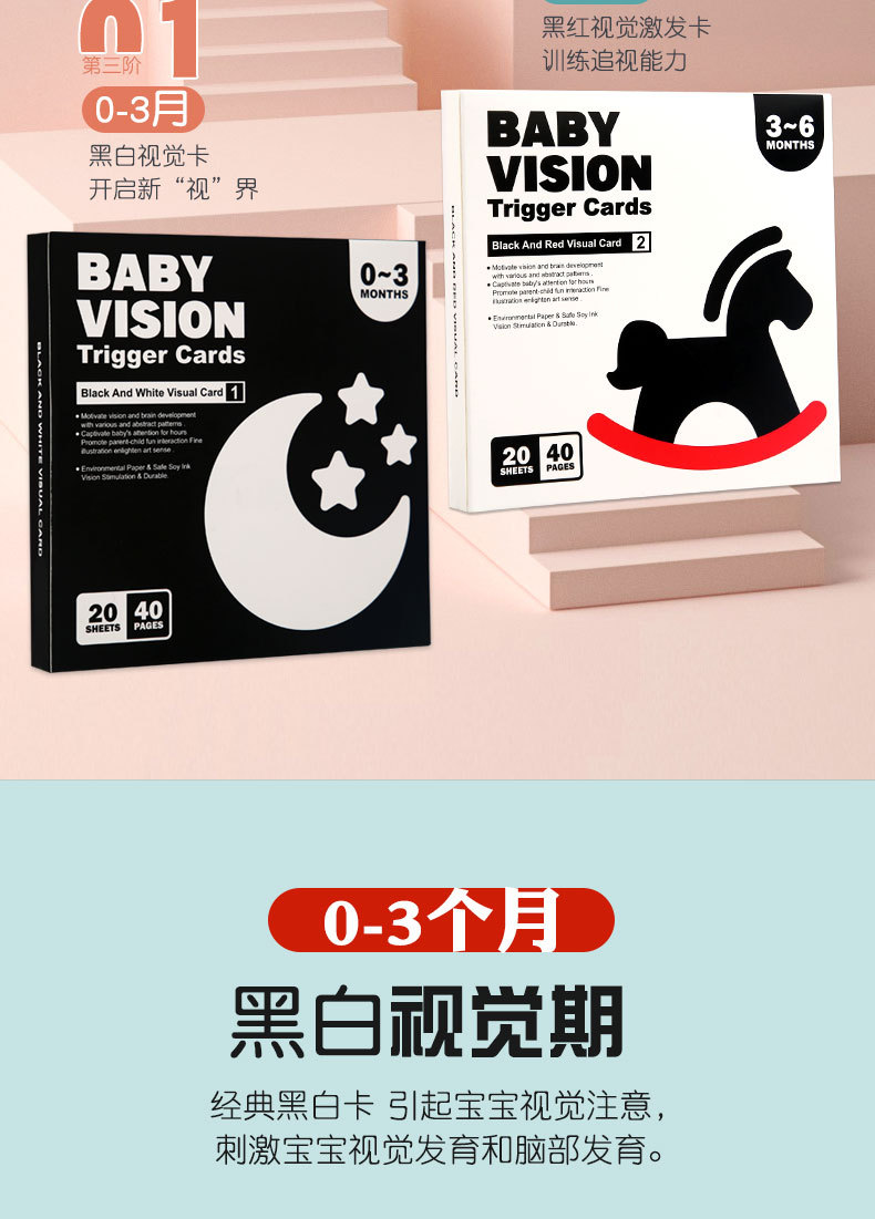 CECPC Black and white color early childhood education cognitive card toys, baby visual stimulation cards, educational and fun toys pic 68