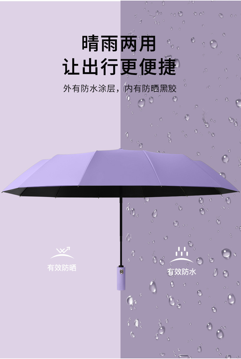 自动雨伞厂家广告礼品伞晴雨两用伞折叠抗风太阳伞印刷logo三折伞详情47