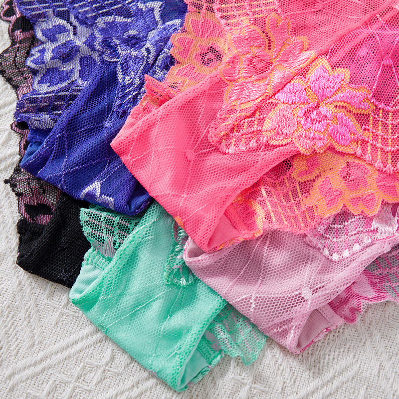Olivia's Night  亚马逊新款蕾丝内裤女多色纯棉裆针织外贸欧美夏季女士三角裤中腰详情6