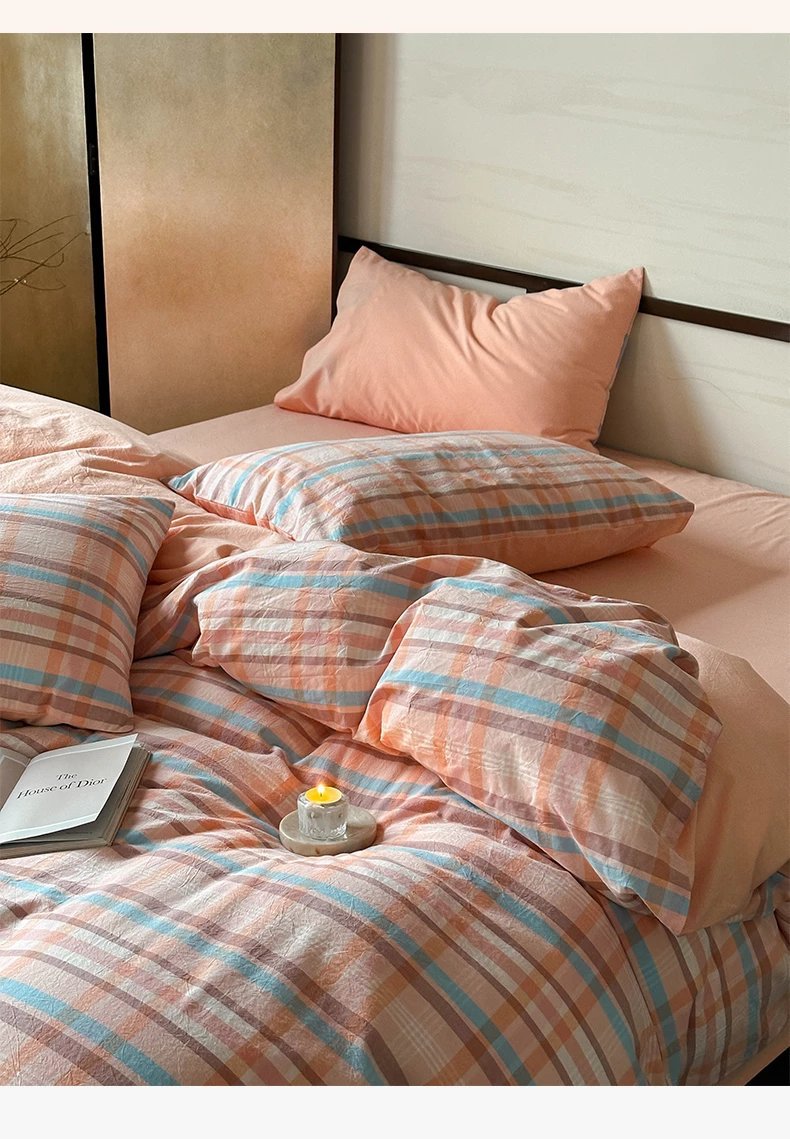 Muji pure cotton washed cotton four-piece set, Class a baby and mother grade bed sheets and duvet covers, all-cotton light luxury high-end bedding pic 14