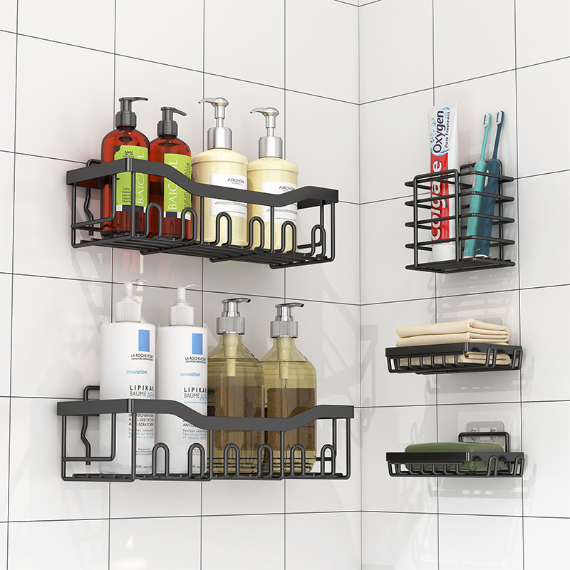 亚马逊新款浴室置物架卫生间收纳架免打孔墙上壁挂洗漱用品置物架详情13