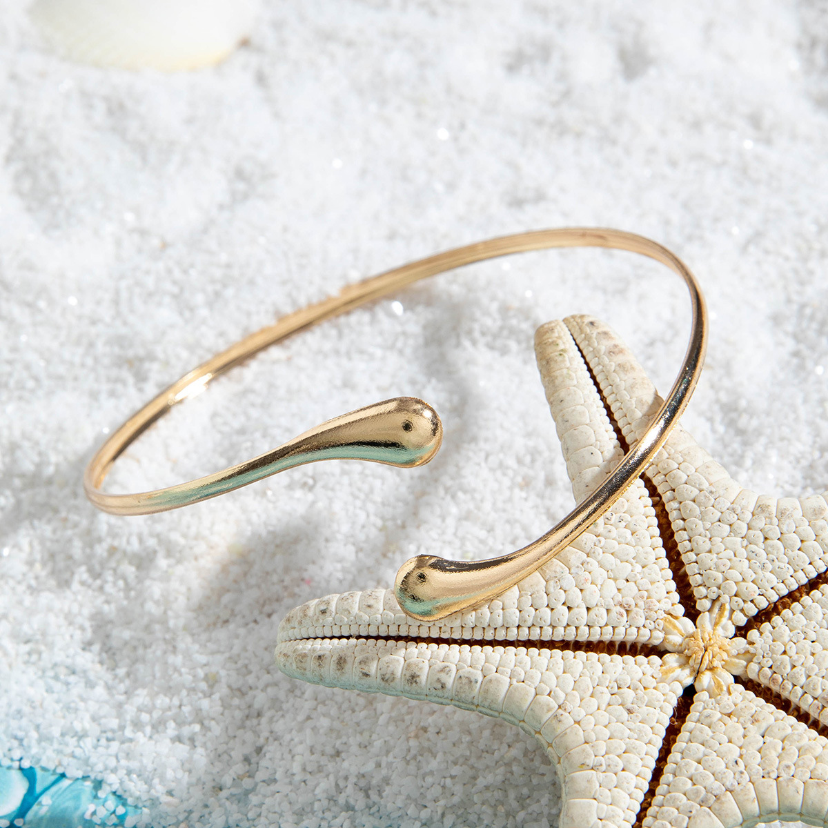 亚马逊跨境个性冷淡风海星手臂镯线条计感蝴蝶环形开口臂镯女详情69