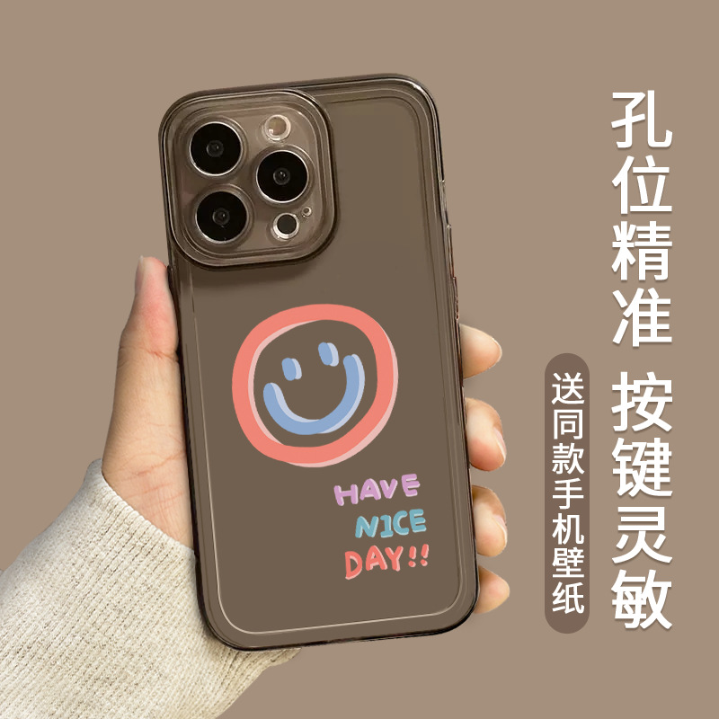 Smiling iphone 15 case 14pro Transparent 13 Niche 11 High-end xr All-inclusive xsmax Soft case pic 9