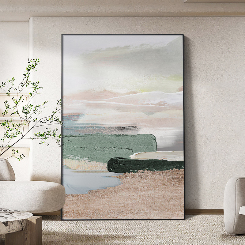 新中式抽象纯手绘大芬村油画 玄关肌理装饰画壁画客厅挂画高级感详情13