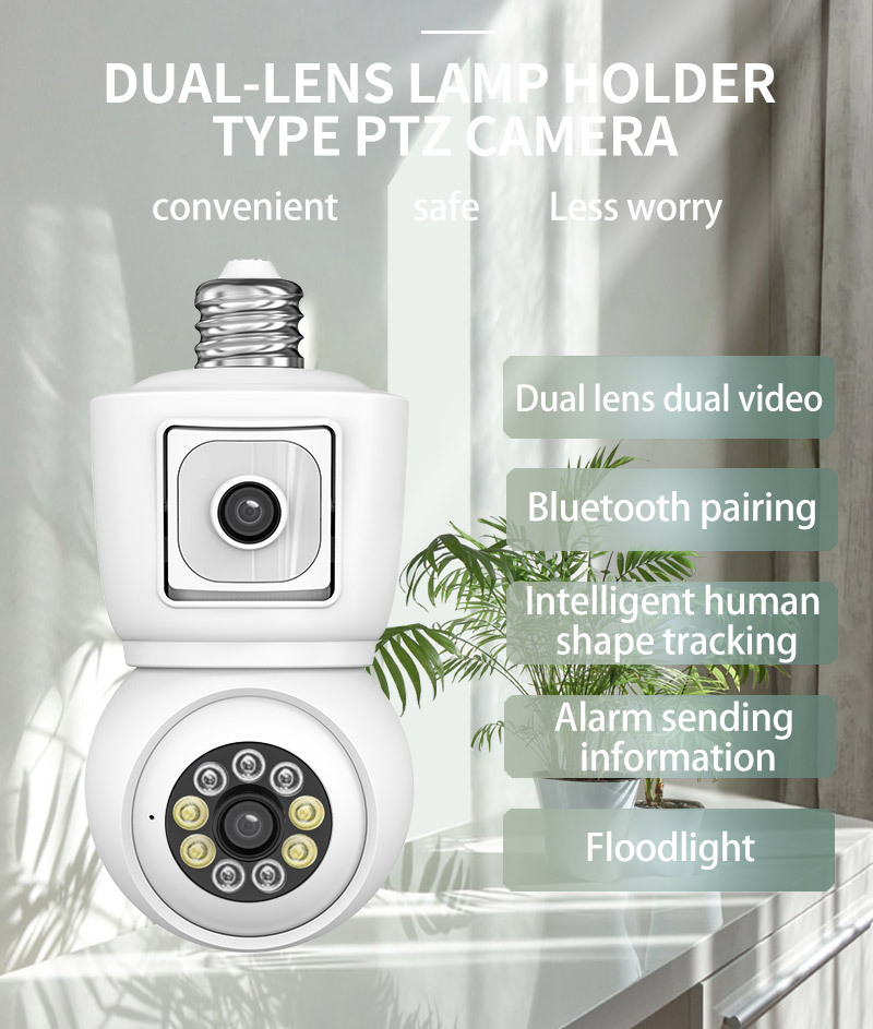 icsee dual-eye bulb camera, high-definition home wireless camera, network remote wifi cross-border monitor pic 1