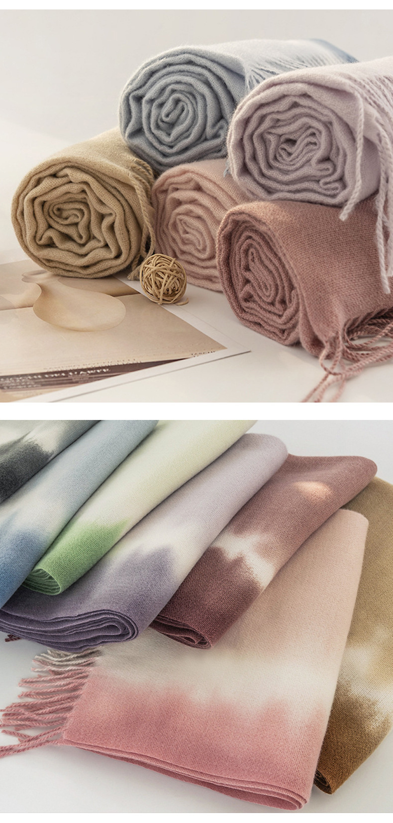 名媛风羊绒手感围巾秋冬韩系仿羊绒女生高级感2024年披肩保暖围脖详情20