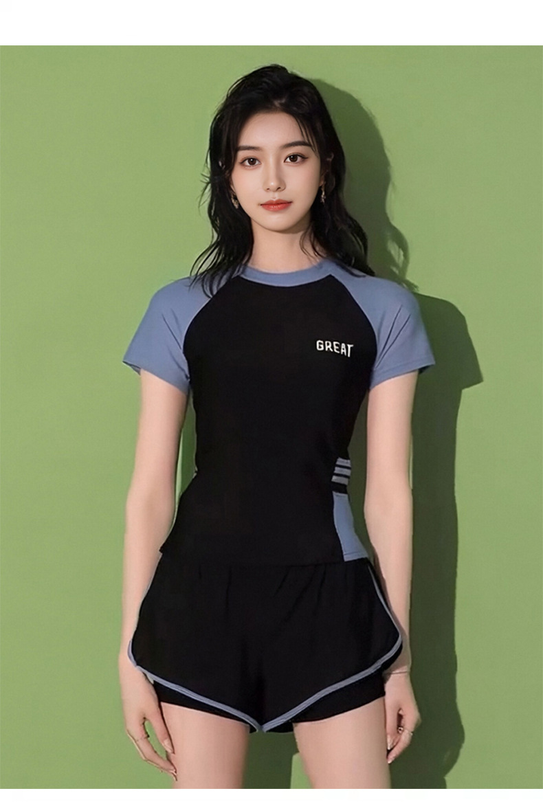 爆款泳衣女分体式保守运动平角防晒韩版显瘦遮肚泡温泉泳装工厂-121009详情5