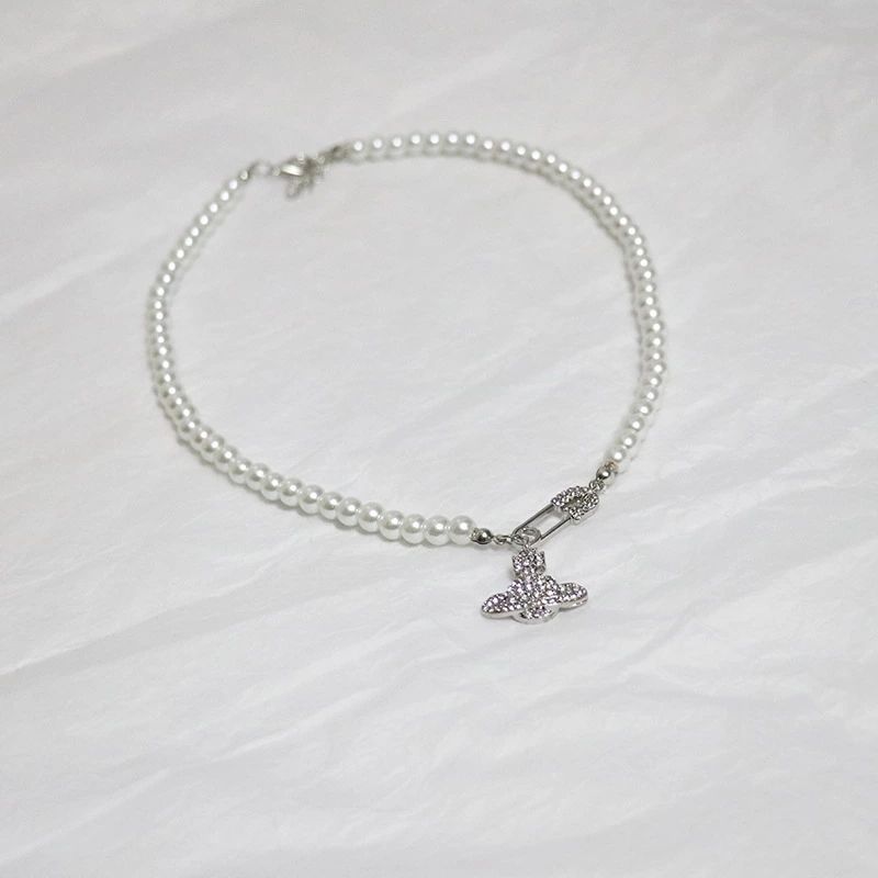 西太后新款ins风仿珍珠项链女颈链小众几何皇冠满钻土星球锁骨链详情14