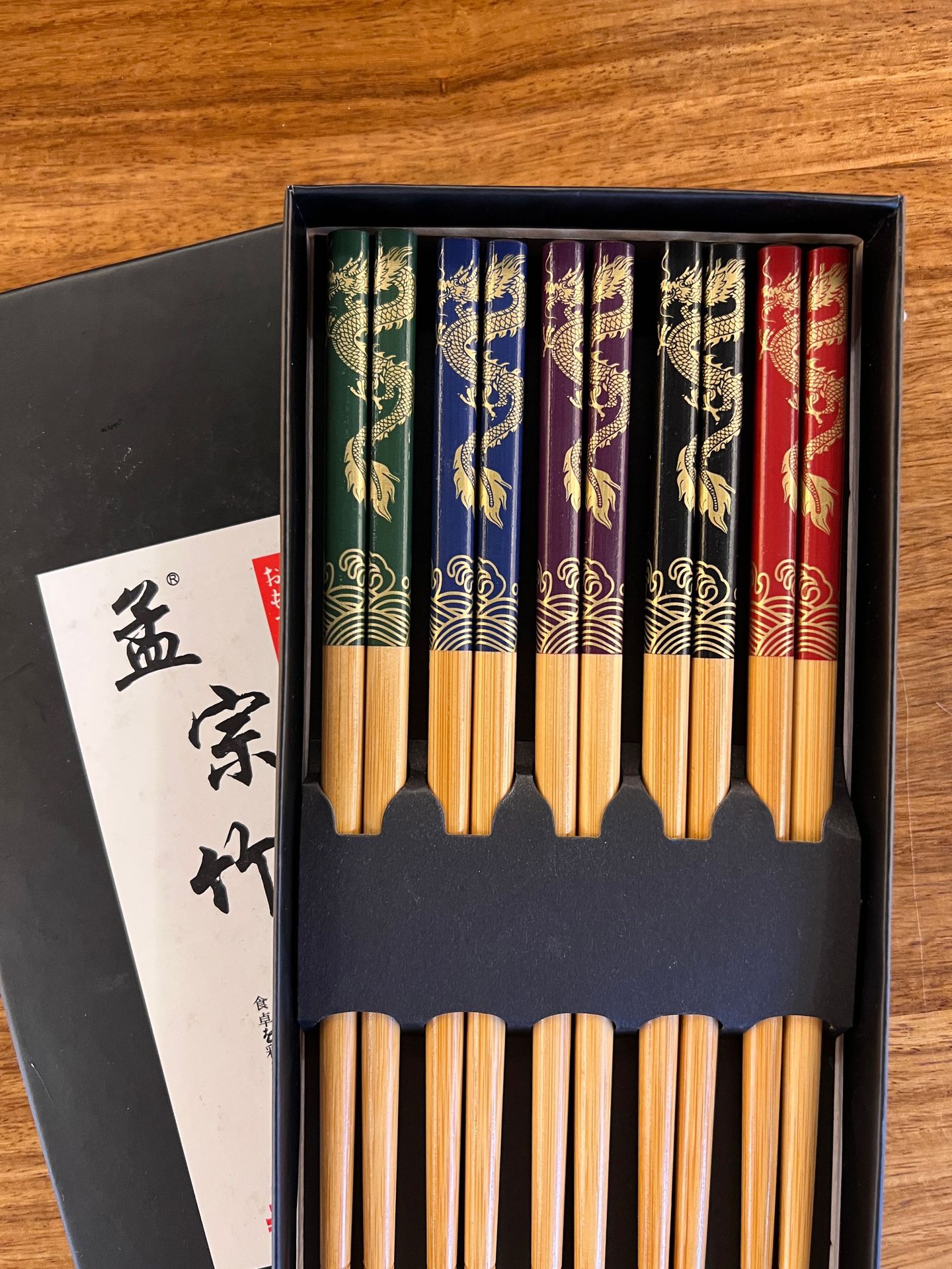 Colorful Golden dragon printed bamboo chopsticks, export chopsticks, household bamboo chopsticks, anti-slip chopsticks, festive, high-end printed chopsticks pic 3
