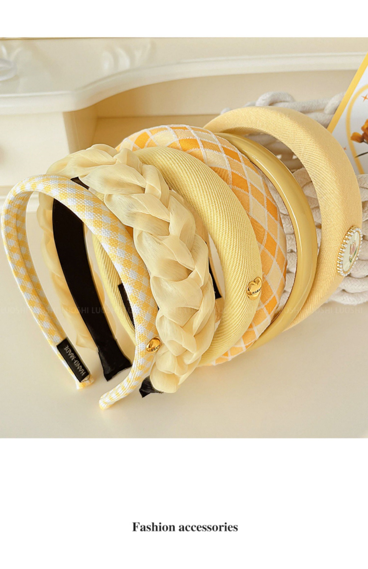 High top yellow hairband for women washing their faces and going out, a versatile sponge headband, wide-brimmed headwear, and a new hairpin for pressing hair pic 11