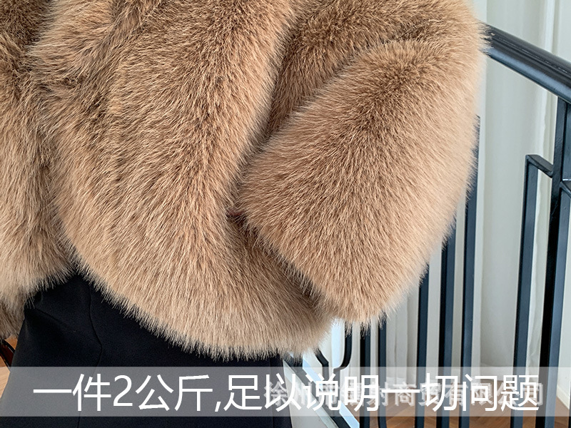 2023新款街头狐狸毛外套女潮人造皮毛秋冬加厚海宁时尚皮草外套女详情3