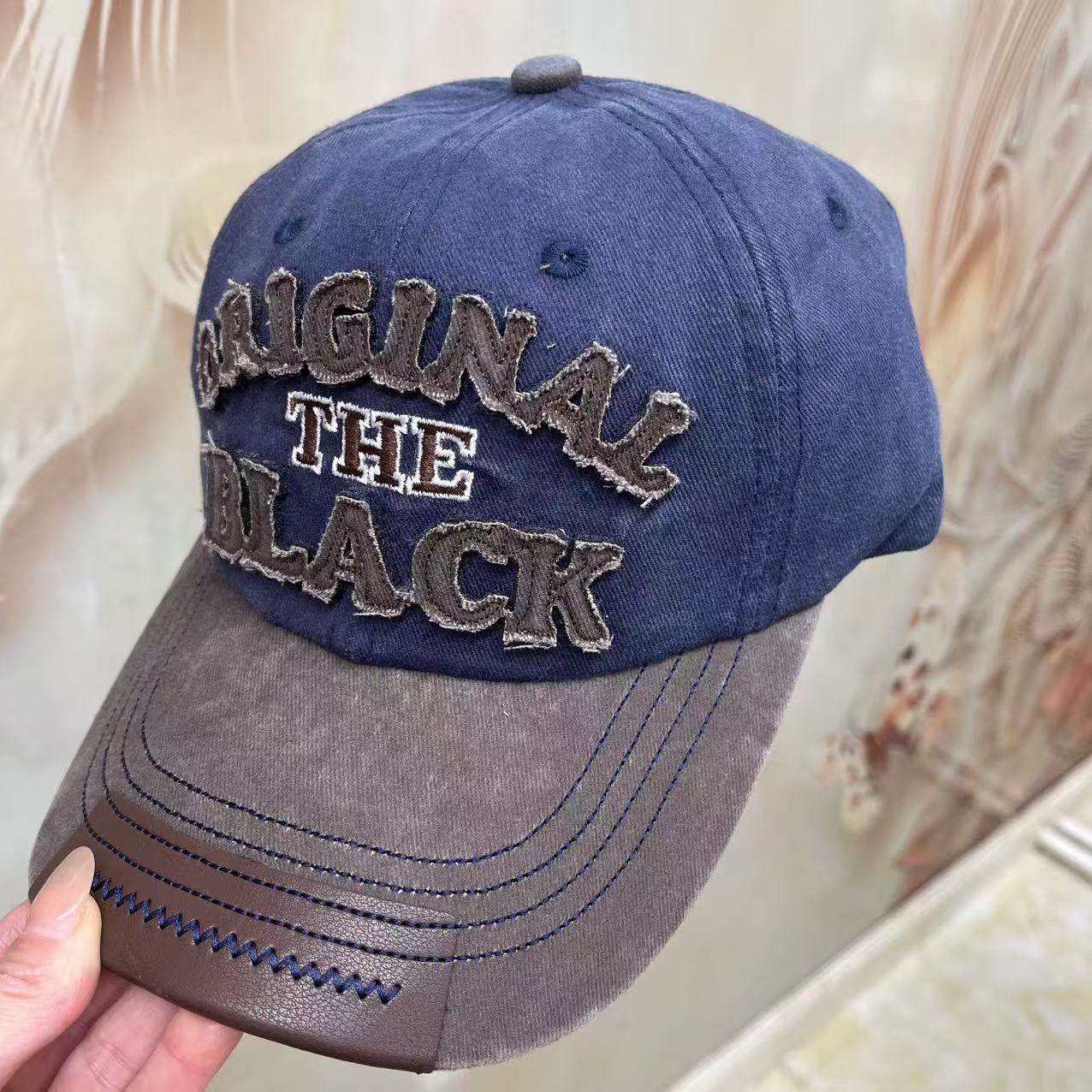 嘻哈棒球帽批发新款休闲百搭牛仔布做旧鸭舌帽字母刺绣现货棒球帽详情15