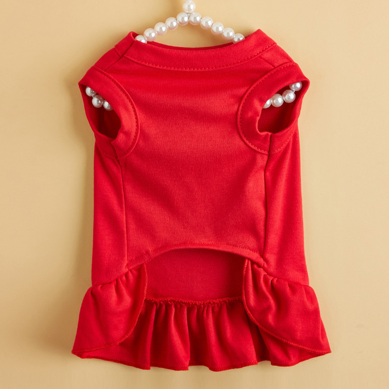 T breathable sleeveless cat and dog dress, new summer casual pet dress, Teddy solid color fashionable cat and dog pet clothing pic 7