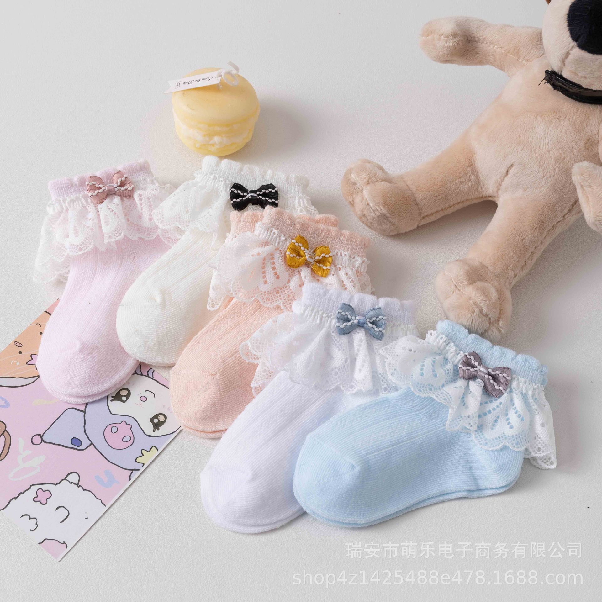 新生婴儿女童蕾丝花边袜棉透气舒适网眼薄款蝴蝶结花边宝宝袜详情3