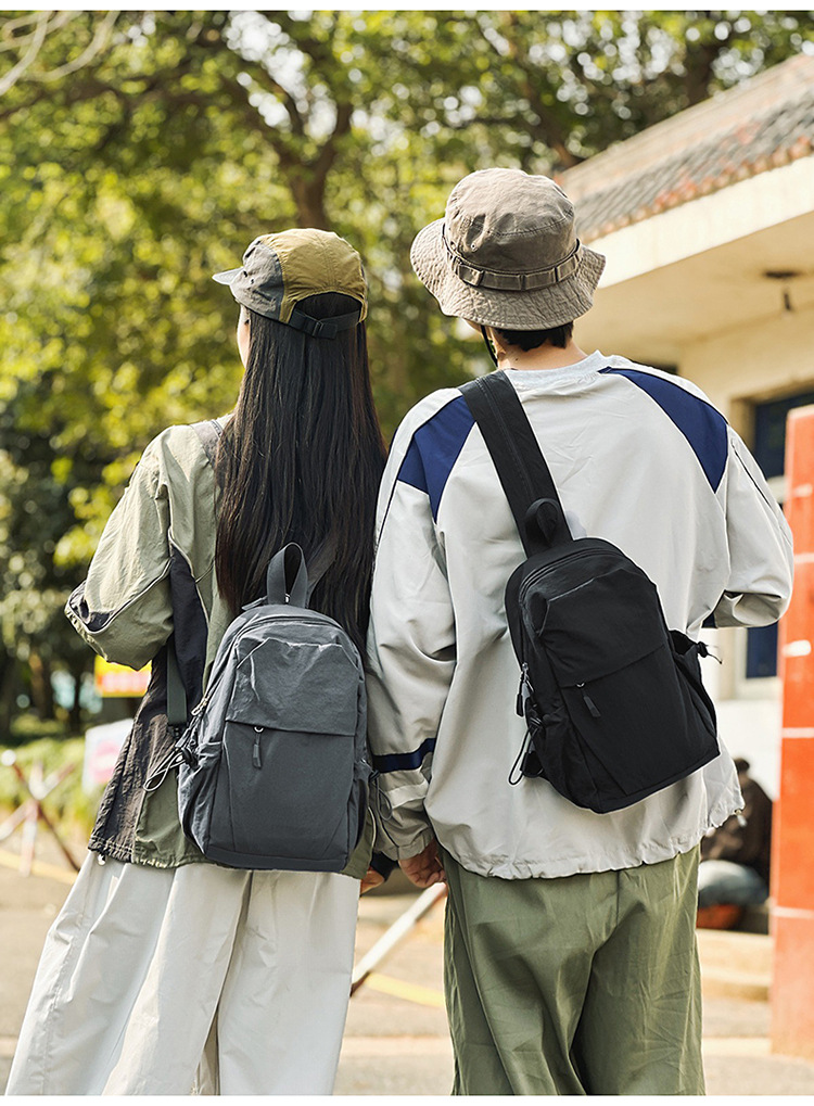 新款多功能防泼水双肩胸包男女轻便出游小背包男士户外登山斜挎包详情14