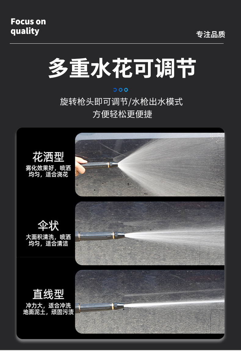 厂家直供合金奶嘴直喷水枪头洗车水枪合金黑金刚水枪头喷头详情6
