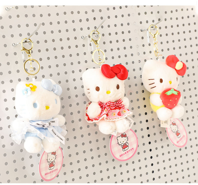 Sanrio official Hello Kitty plush toy, cute cat schoolbag doll, small pendant, KT cat keychain doll pic 3