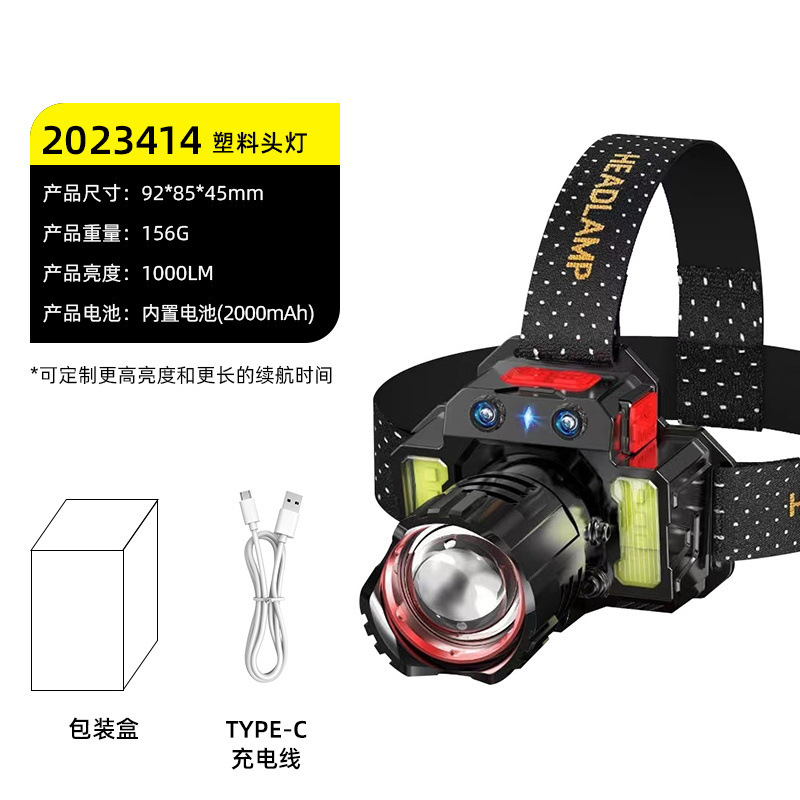 Wholesale of new cross-border 2025 sensor headlamps with intense brightness, long battery life, outdoor charging and fishing led lighting pic 9