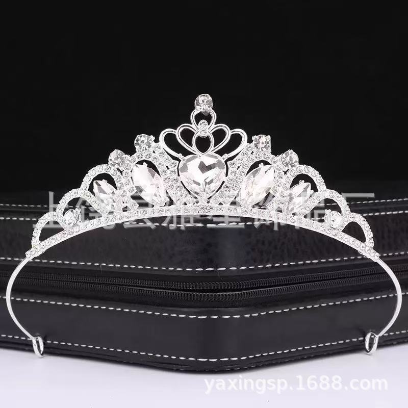 Europa y américa venta caliente niños corona accesorios de pelo princesa alloy strass corona show show niños cumpleaños cabeza aro mujer pic 9