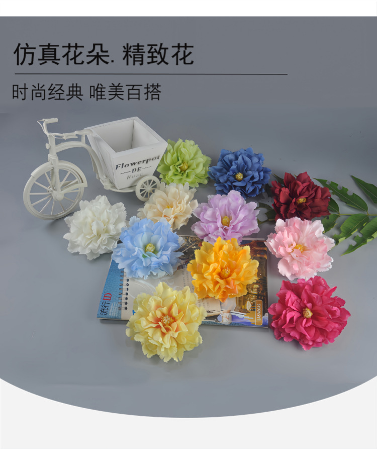 芙蓉牡丹仿真花头大号假花花束汉服配饰绢花草帽发卡办公文化园艺装饰详情5
