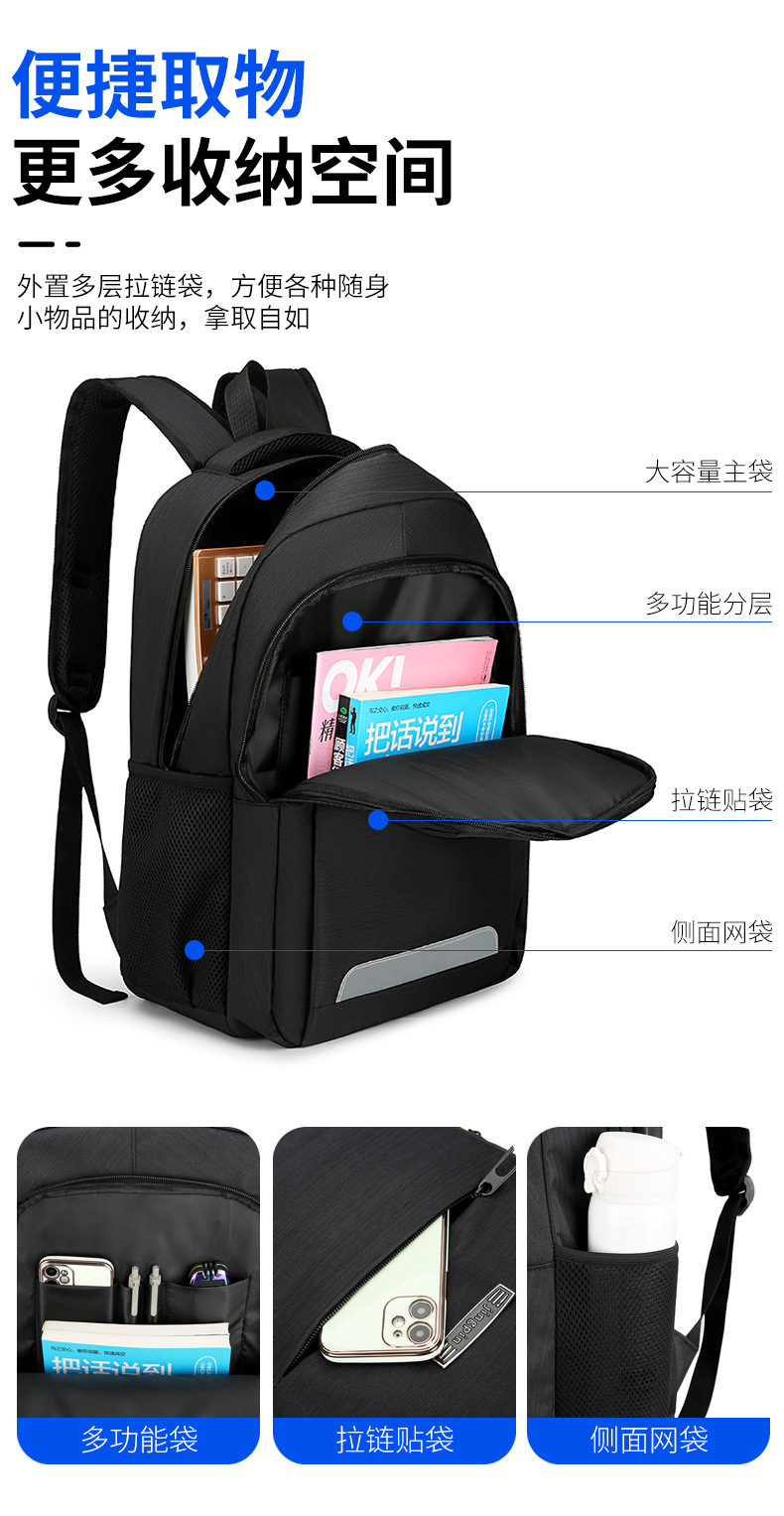 Customized cross-border business backpacks, large-capacity computer backpacks wholesale, usb multi-functional water-resistant backpacks pic 7