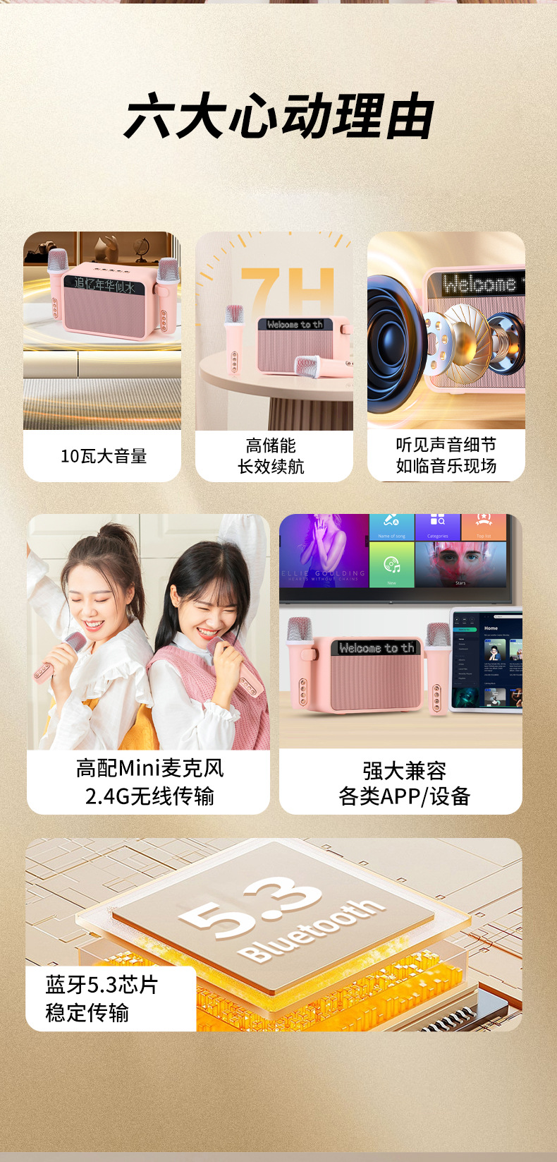 新款Y-16歌词显示智能蓝牙音箱户话筒外家用双麦克风K歌音响一体详情2