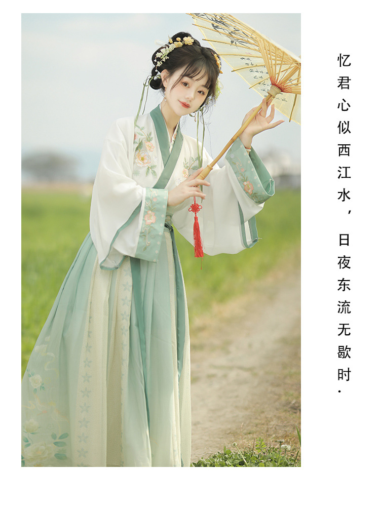 国潮-刺绣成人汉服女晋制飘逸齐腰襦裙中国风日常春秋款详情9