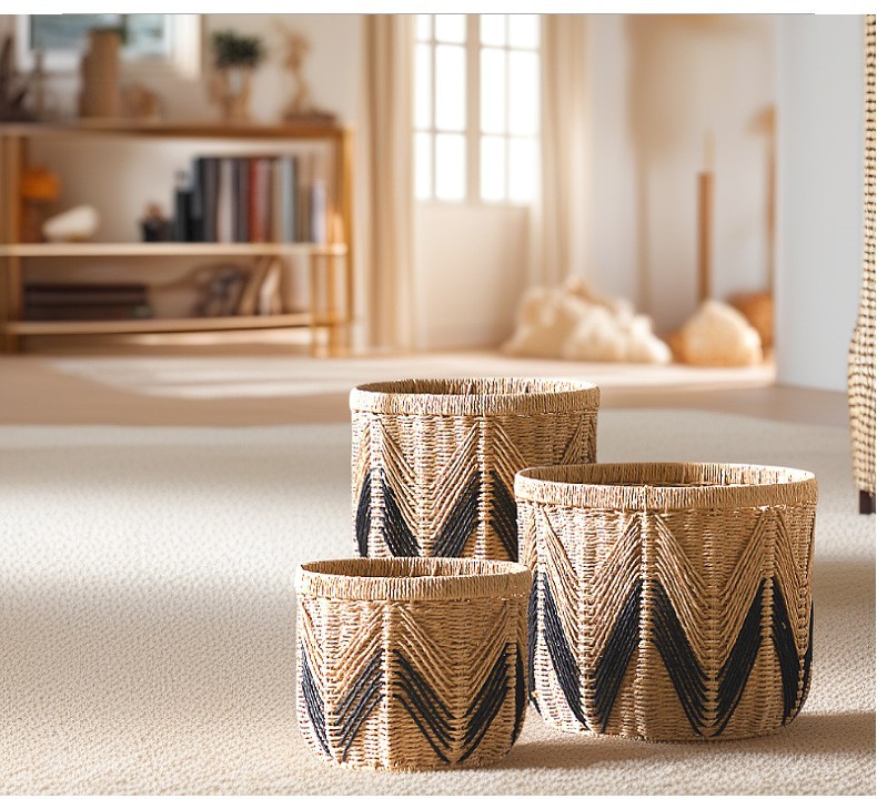 纸绳编收纳筐桌面手工编织篮子收纳框装饰篮纸编筐整理收纳箱详情18