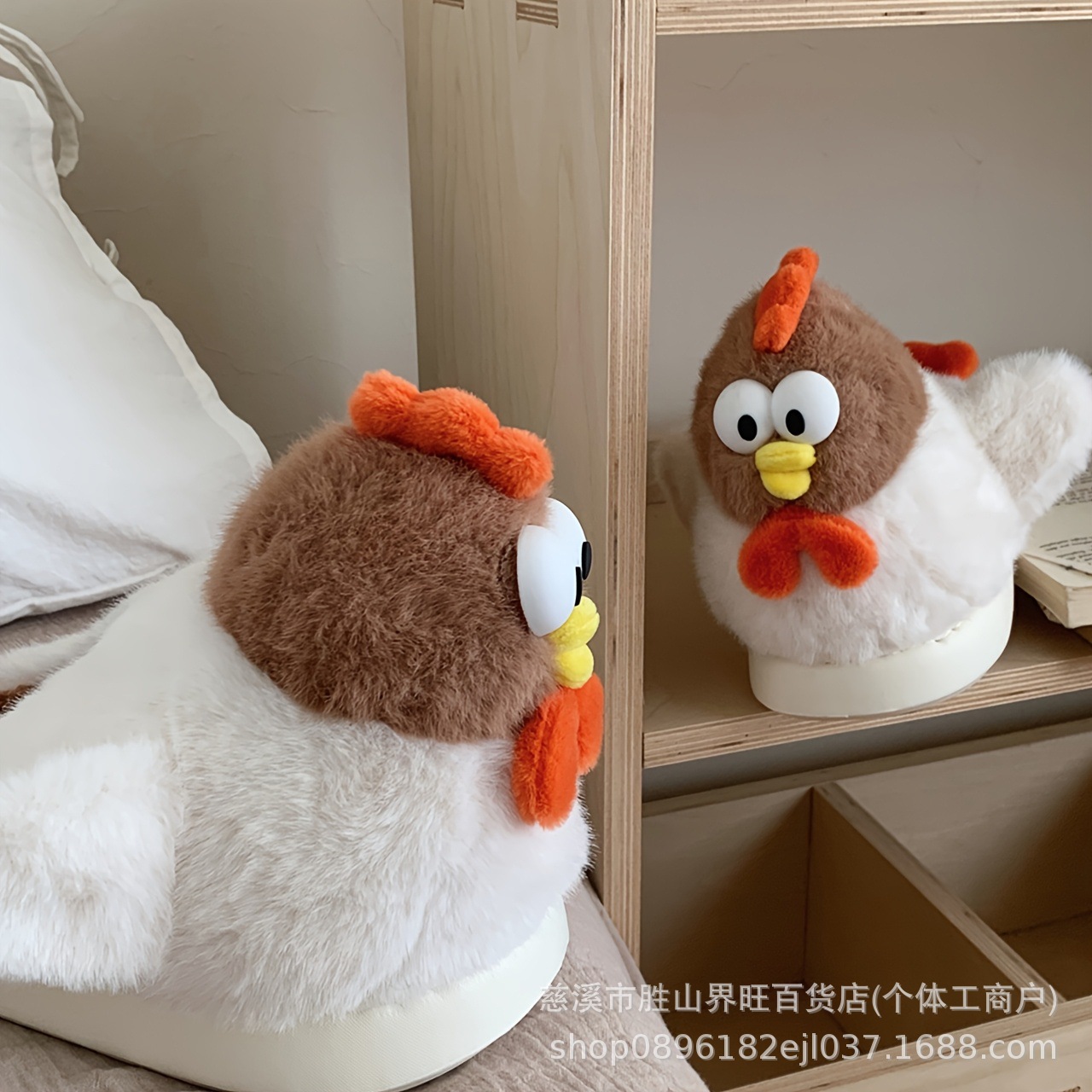 爆款大公鸡棉拖鞋冬季卡通可爱男童女童保暖防滑居家小孩毛绒拖鞋详情13