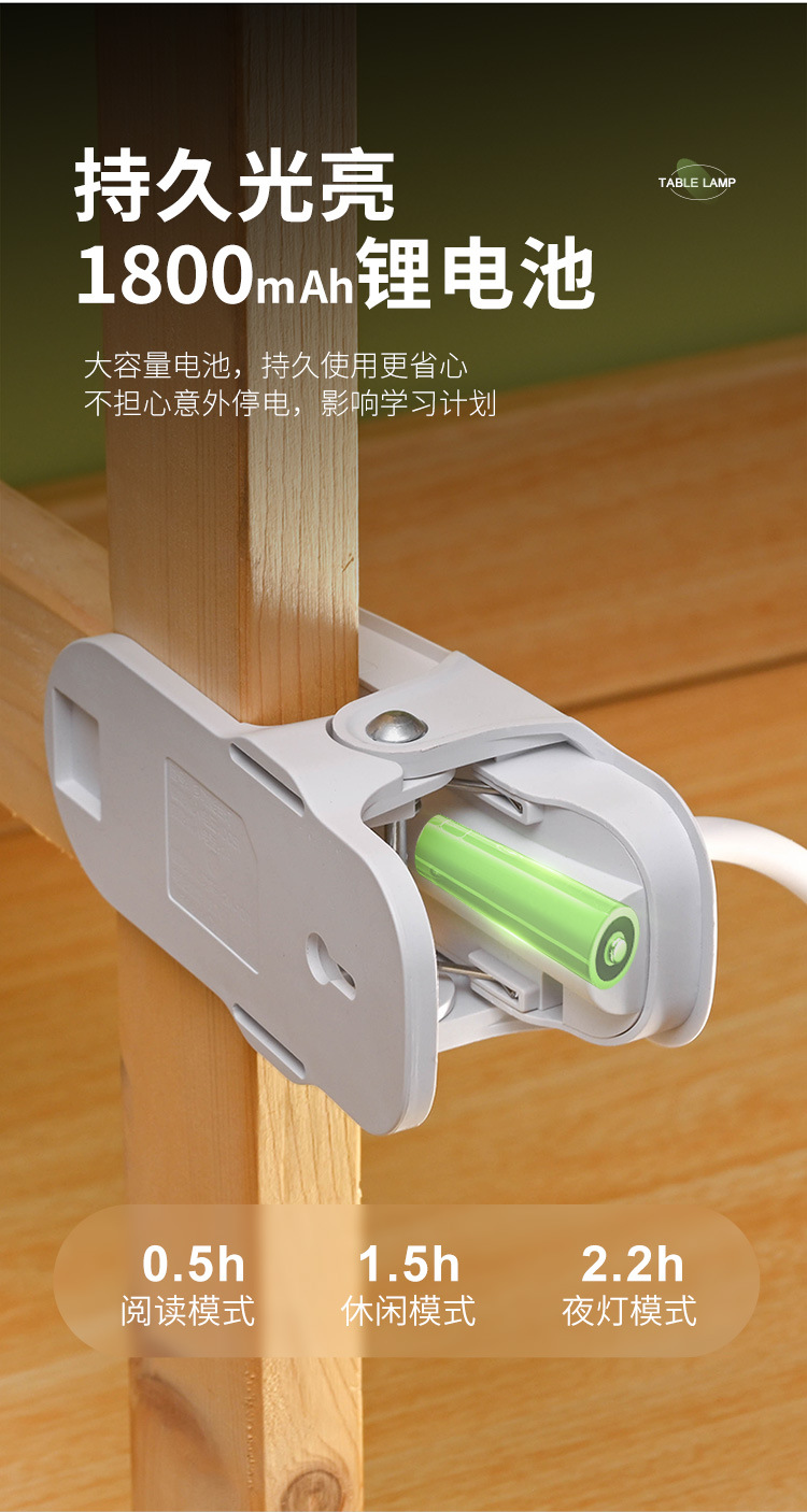 Bedroom reading bedside lamp, touch dimming desk lamp, college student dormitory rechargeable plug-in LED clip-on study lamp pic 12
