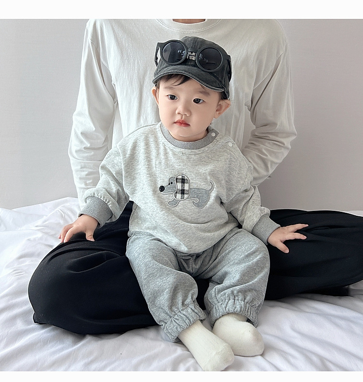 婴幼儿网红春秋套装男童小狗卫衣卫裤秋季两件套小童帅气韩版童装详情15