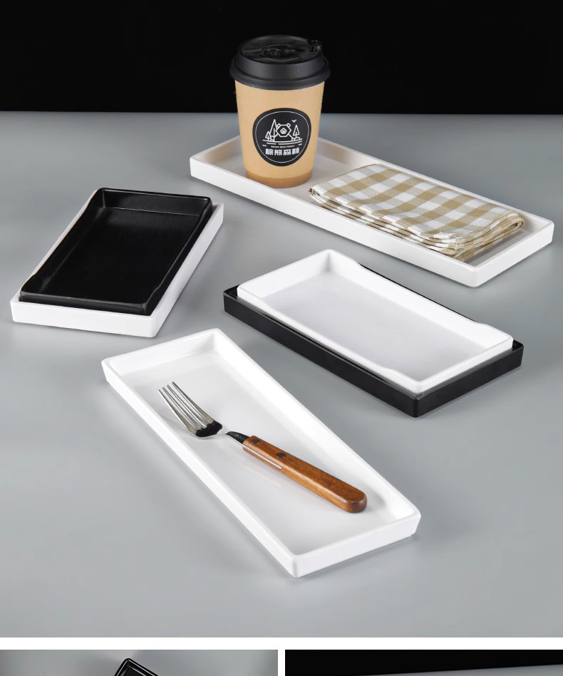 密胺浅盘子平盘日式窄长型长条塑料托盘长方形寿司烤肉烧烤盘商用详情10