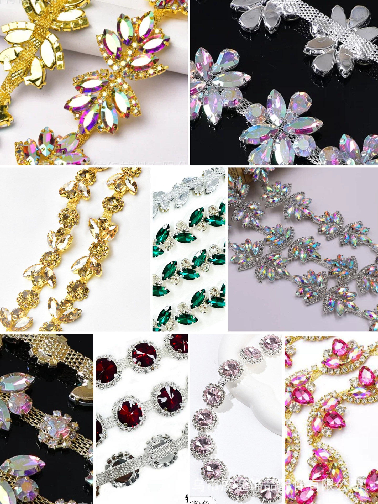 European and American best-selling in-stock welded glass diamond chain, sunflower horse eye water diamond chain, DIY dress accessory and auxiliary materials pic 1