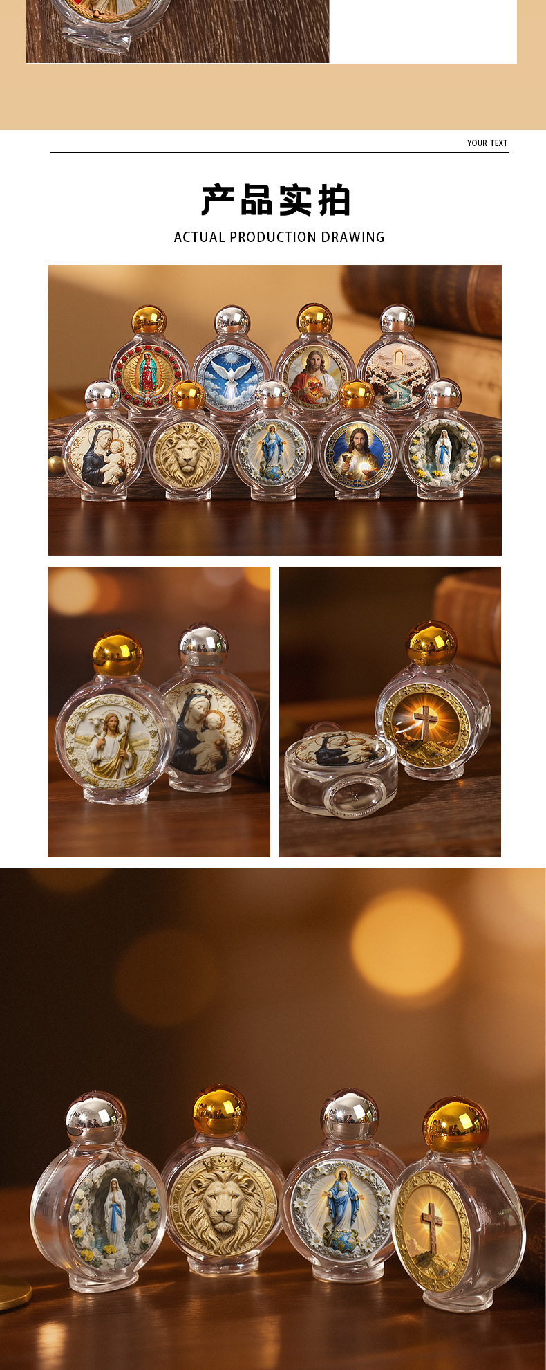 Cross-border 15ml glass HolyWaterBottle (HolyWaterBottle) Circular religious sticker baptism water bottle ornament pic 3