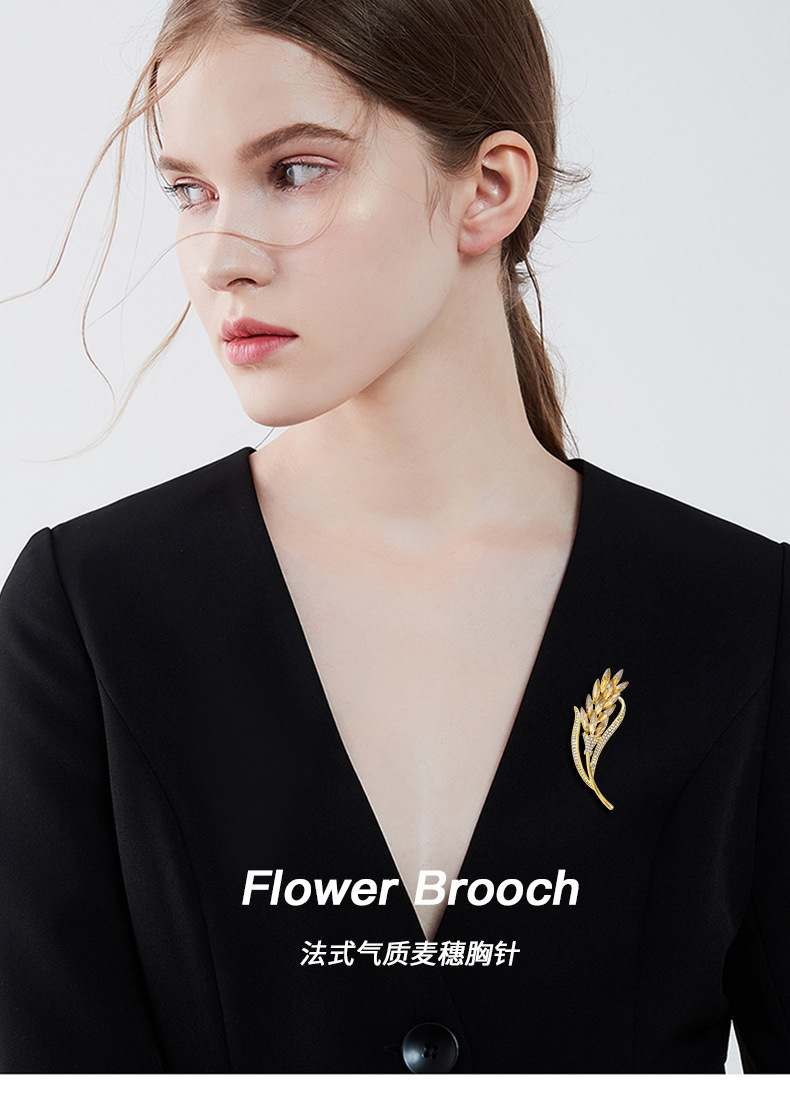 新款欧美法式气质水晶丰收麦穗胸针时尚高级感胸花服装配饰批发详情10