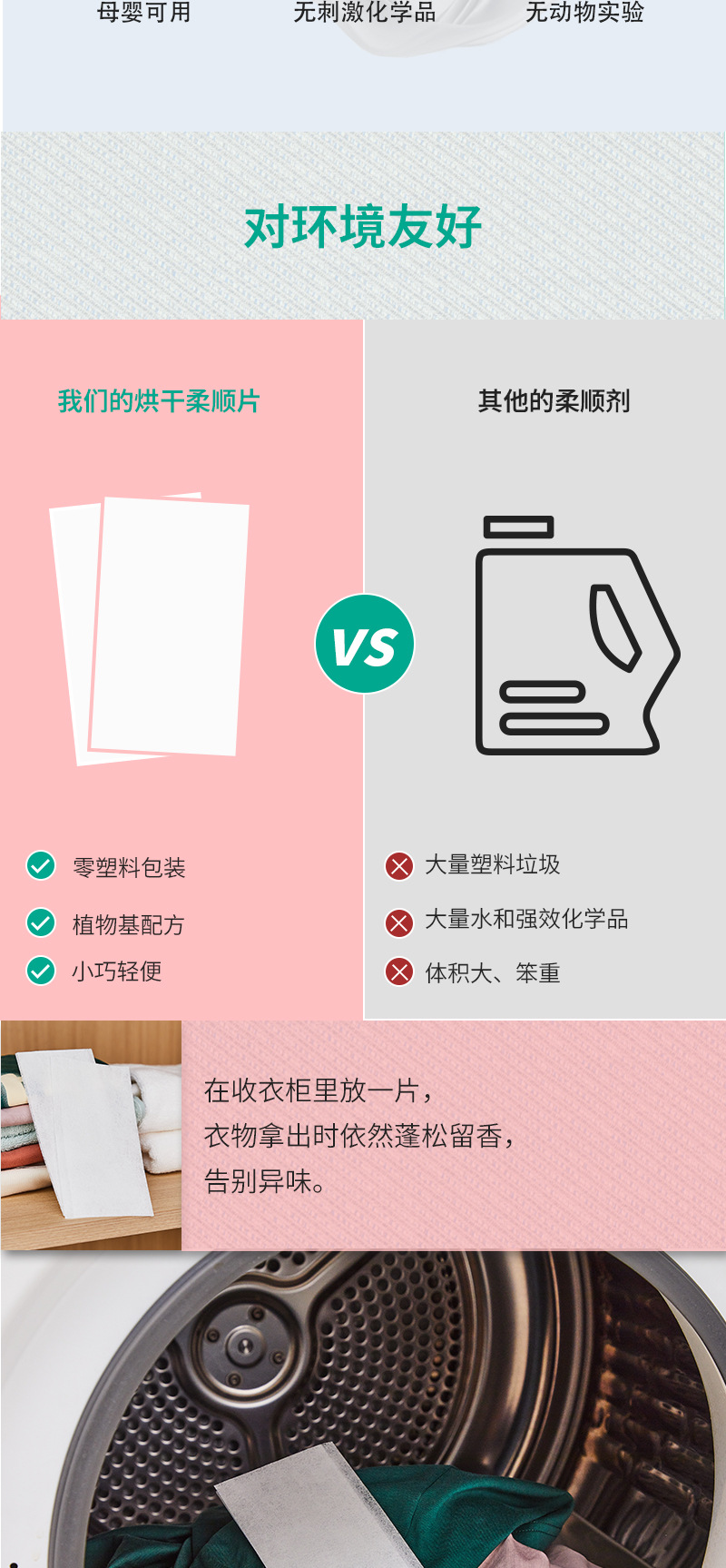 工厂批发衣物柔顺片烘干机干衣片香衣留香片洗衣伴侣Dryer sheets详情3