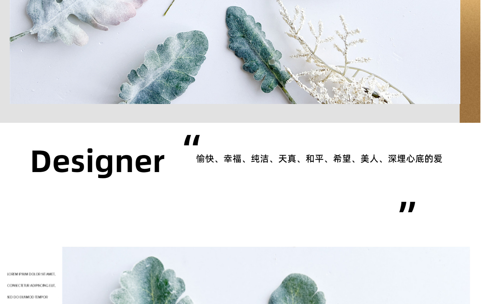 欧式银叶菊兔耳叶叶片配件情人节玫瑰假花餐桌家居绿植软装宠物园艺干花详情9