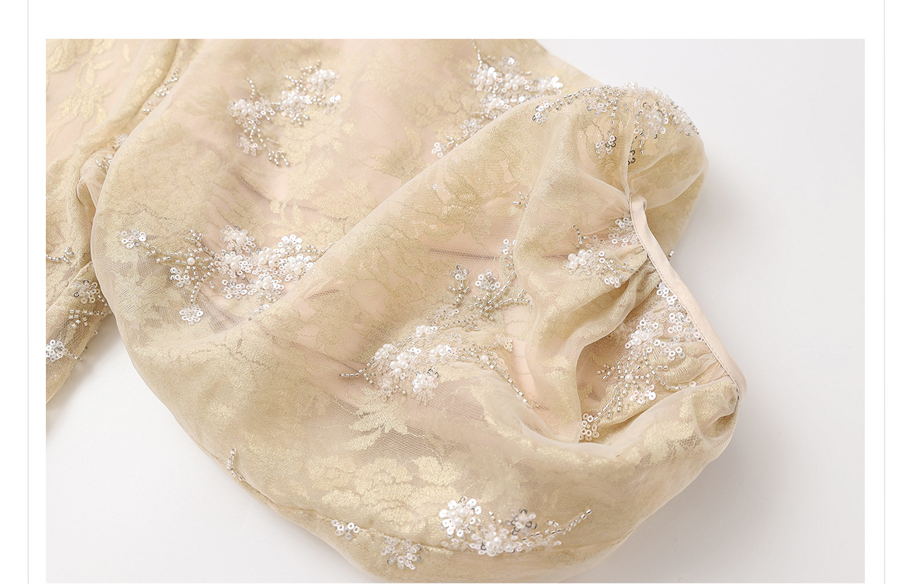 The new Chinese-style high-end dress with flower beaded embroidery and a light luxury design sense, the elegant long dress N2034 pic 10