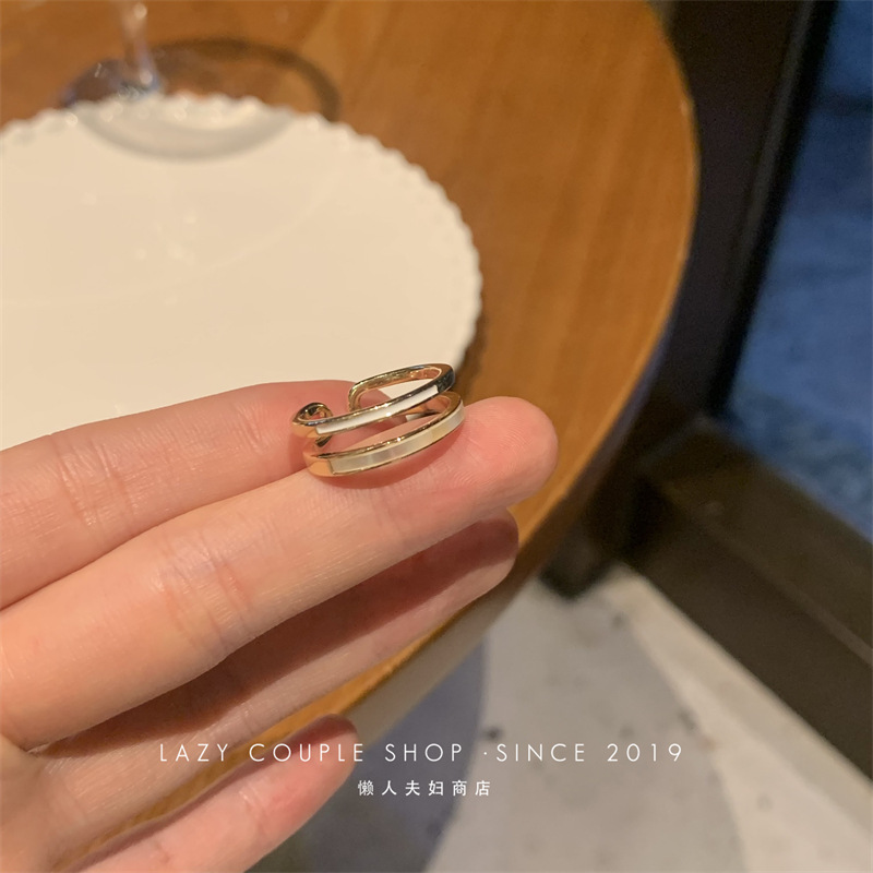 A light luxury mother-of-pearl double-layer plain ring ring that accentuates a slender hand and exudes a sense of sophistication. It features a unique and trendy open ring design on Instagram for women pic 17