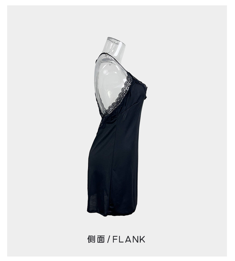 Feiyun Foreign Trade Sexy backless Pure Slimming pajamas Lace Solid Color milk Silk halter Dress Home Wear 589 pic 5