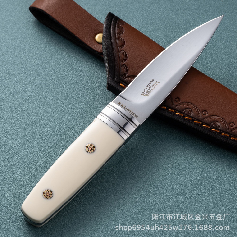 Factory direct sales of the new M390 powder high-hardness sharp small straight knife for survival, convenient and portable handle meat knife pic 2